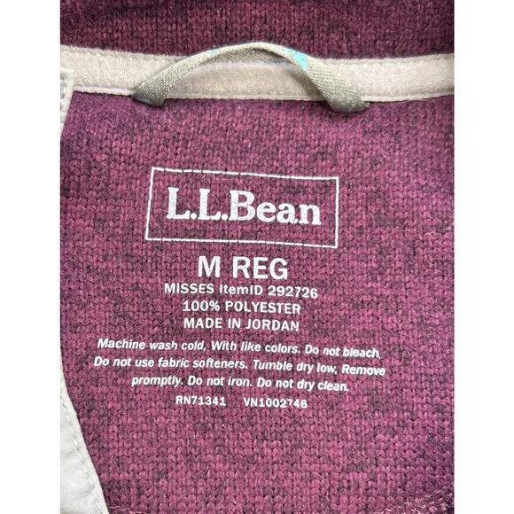 LL Bean Knit Jacket Sweater Pullover Womens M 1/4 T Snap Purple Logo Pullover - Picture 5 of 7